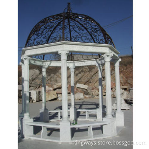 White Garden Marble Gazebo with Easy and Simple Design